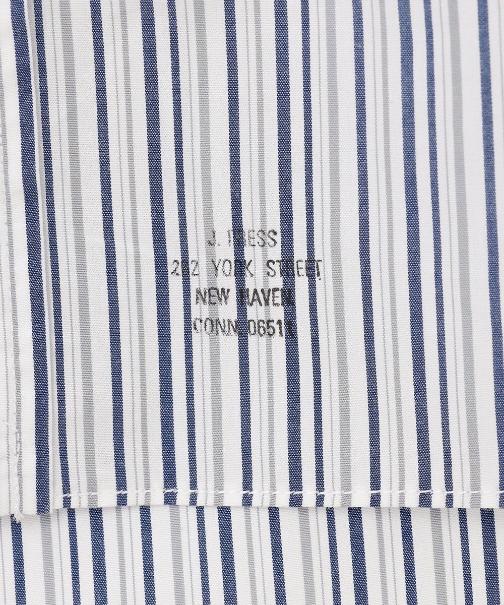 J.PRESS MEN ポプリンマルチストライプ バンドカラーシャツ 