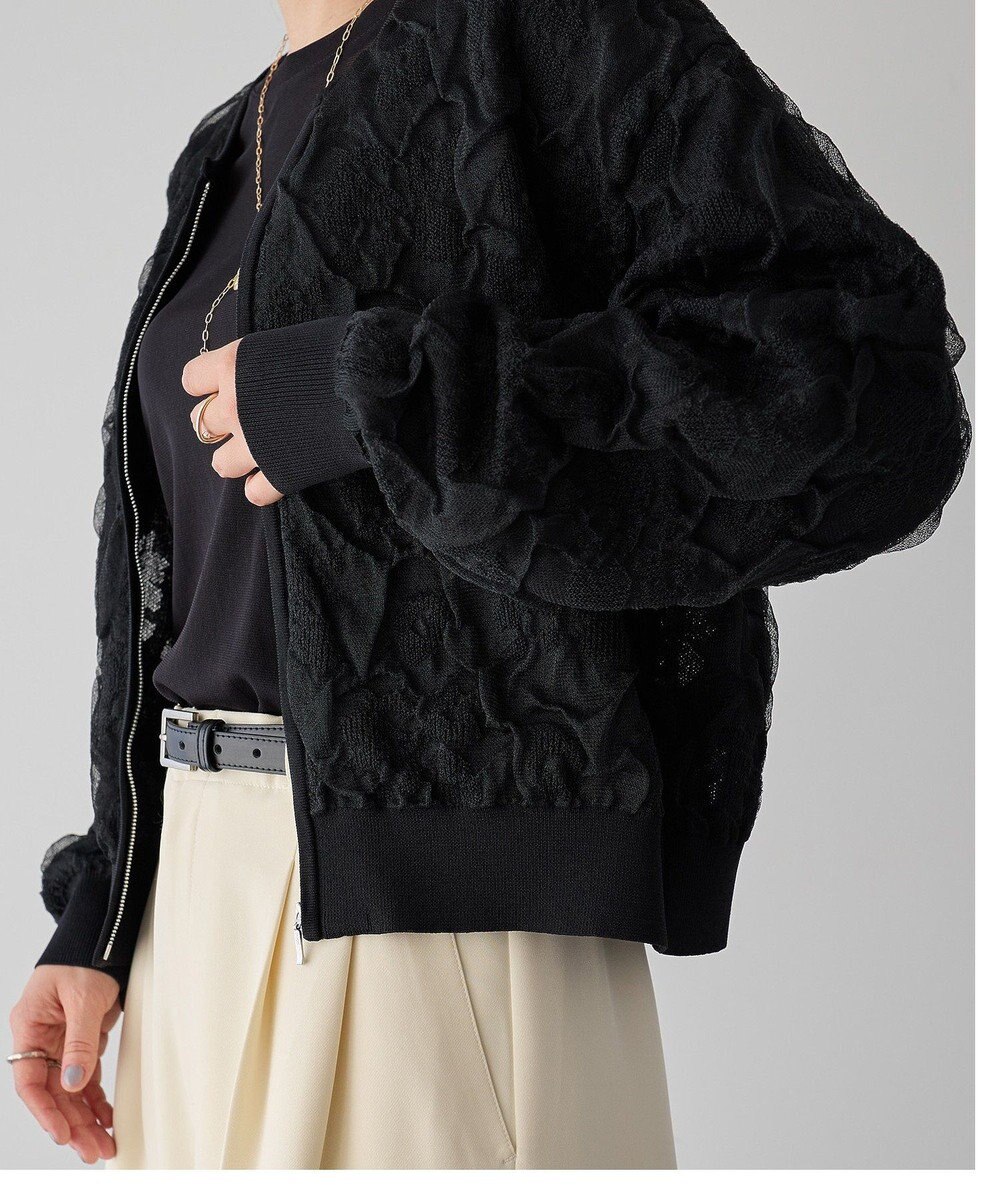 YECCA VECCA ふくれジャガードニットブルゾン 