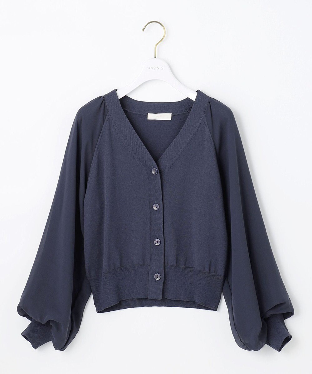 ANY SIS 【洗える】シアースリーブ カーディガン 