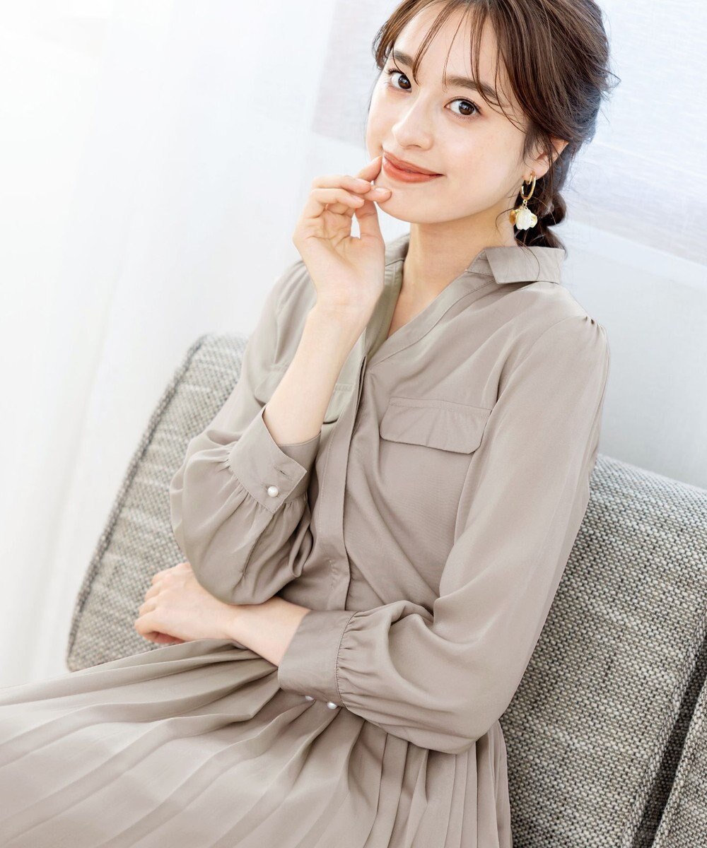 Tiaclasse 【洗える】ヴィンテージサテンシャツワンピース 