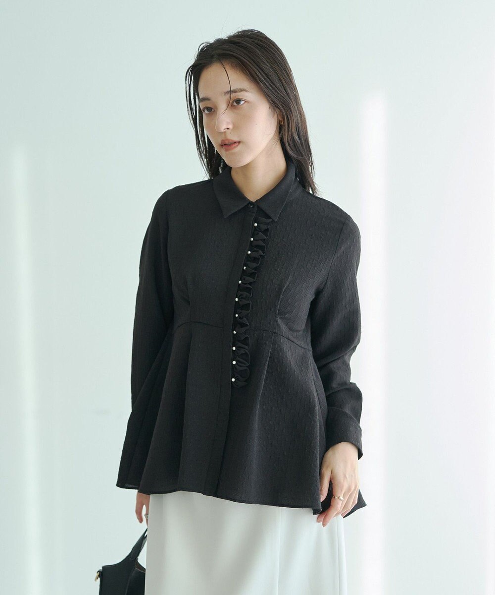 YECCA VECCA パールジャガードペプラムブラウス 