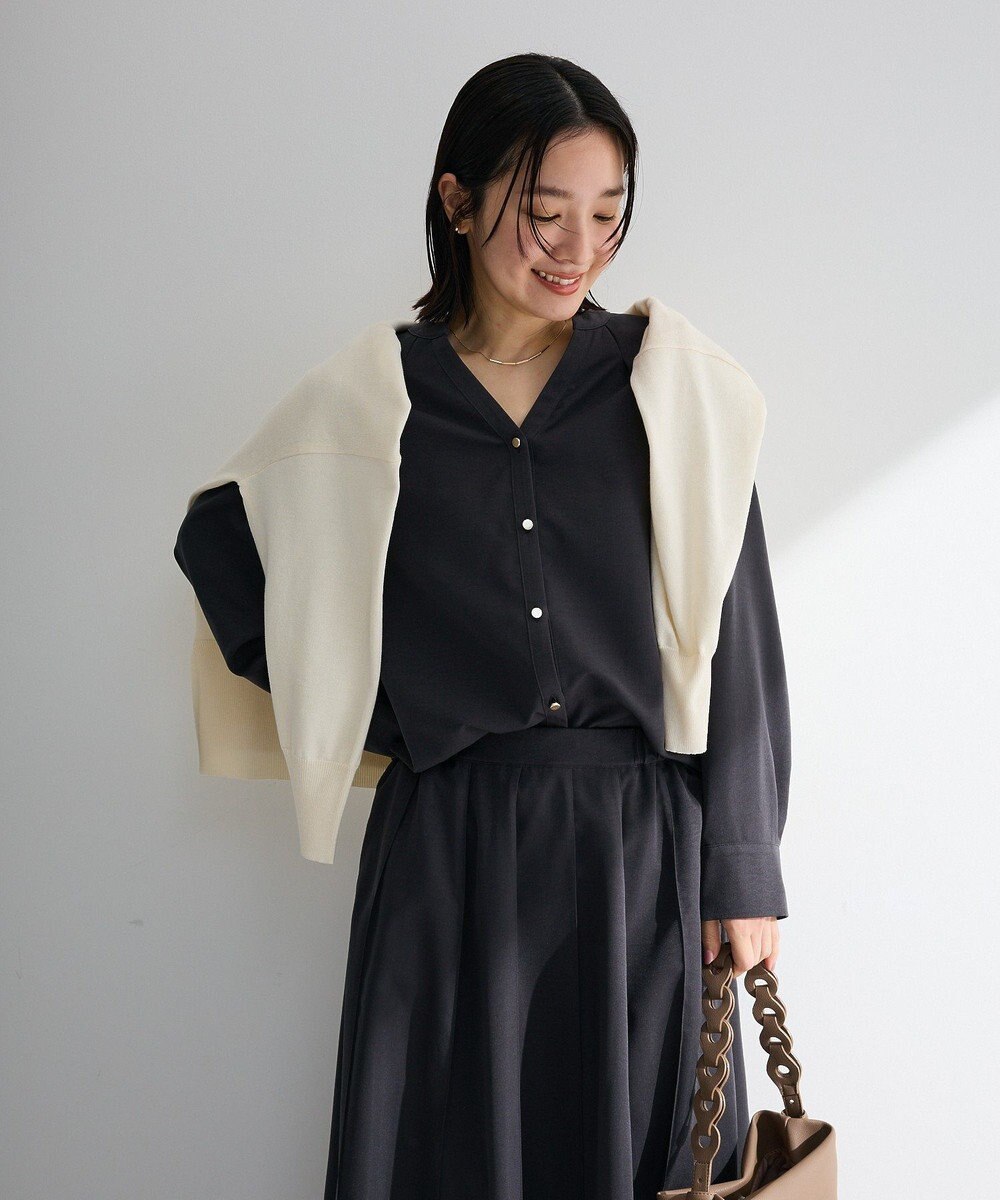 Green Parks ＳＥＴ２点スキッパーブラウス＋プリーツスカート 