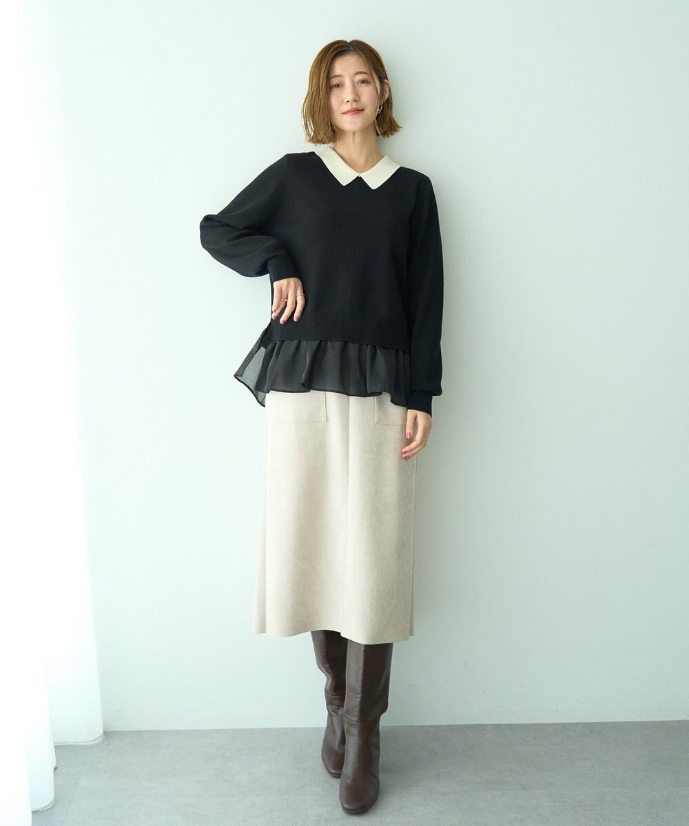 YECCA VECCA ハイウエストフェイクスエードスカート 