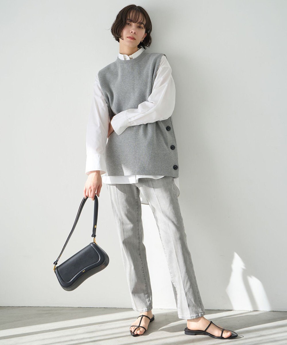 UNFILO 【洗える】サイドボタンニットベスト 