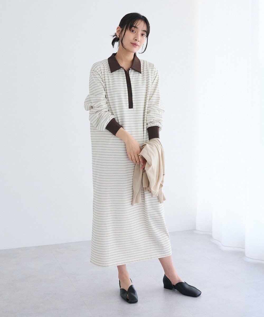 CRAFT STANDARD BOUTIQUE ポロ衿ボーダーワンピース 