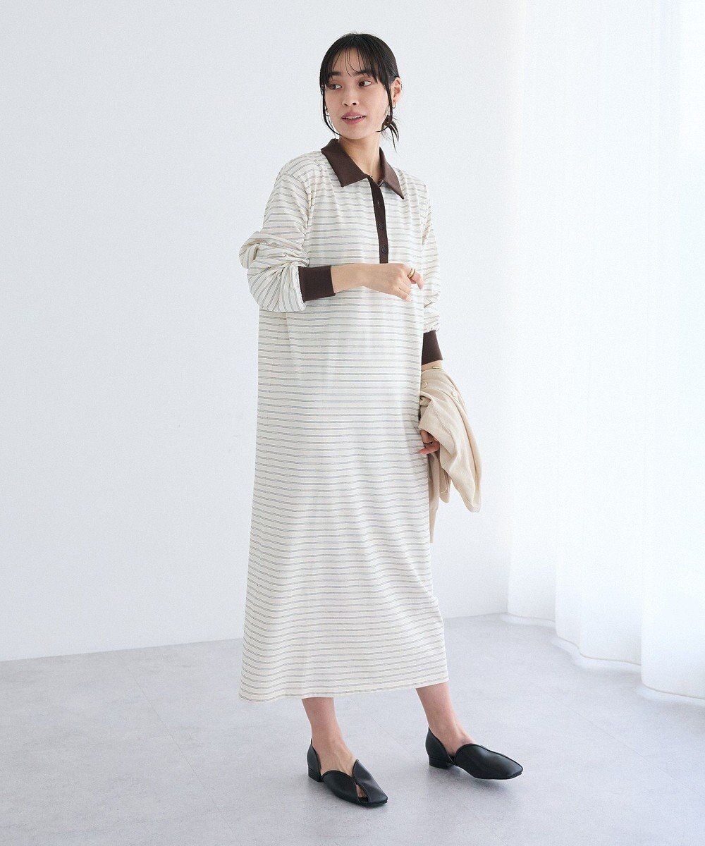 CRAFT STANDARD BOUTIQUE ポロ衿ボーダーワンピース 