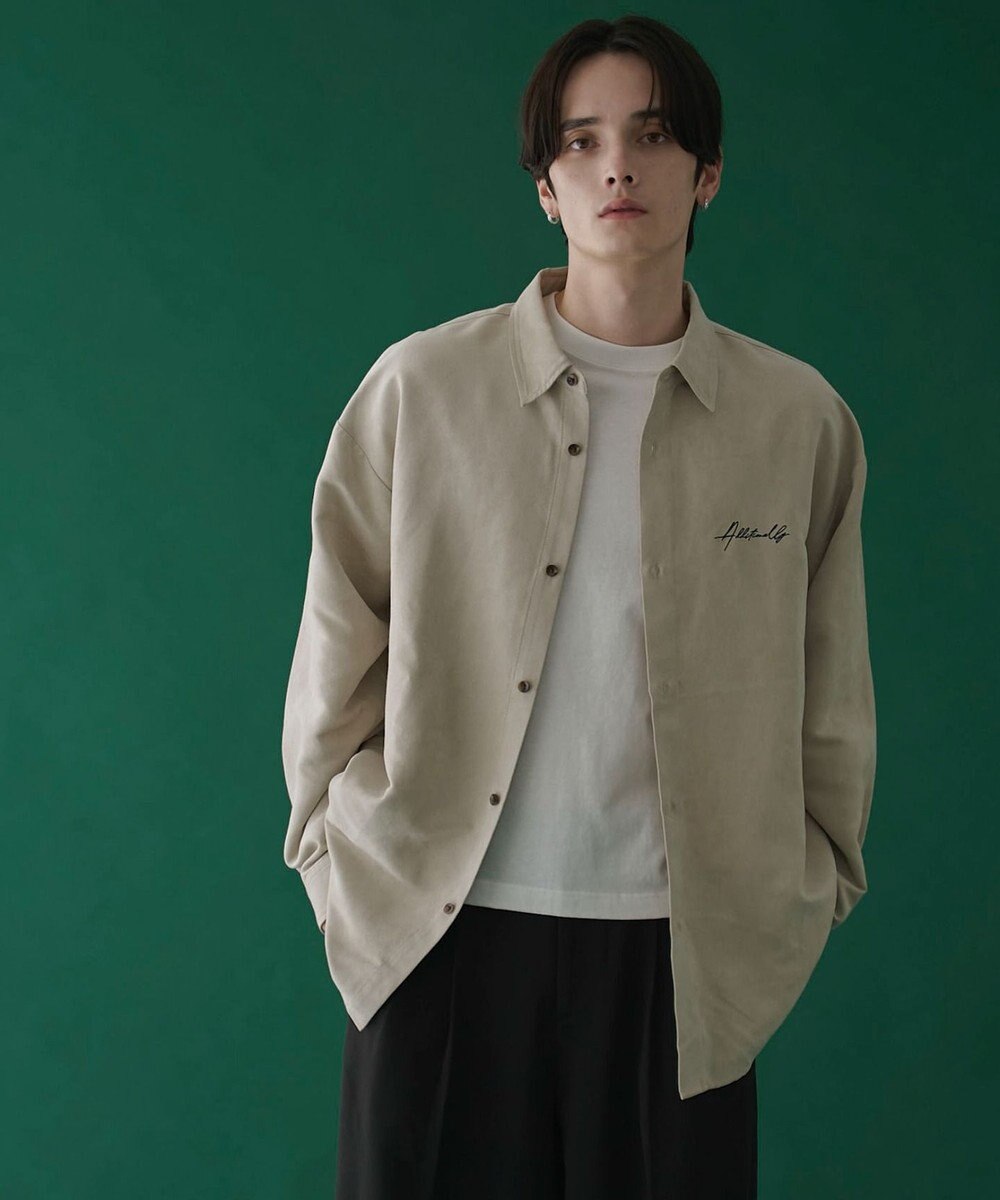 WEGO フェイクスウェードワンポイントBIGシャツ（LS） 