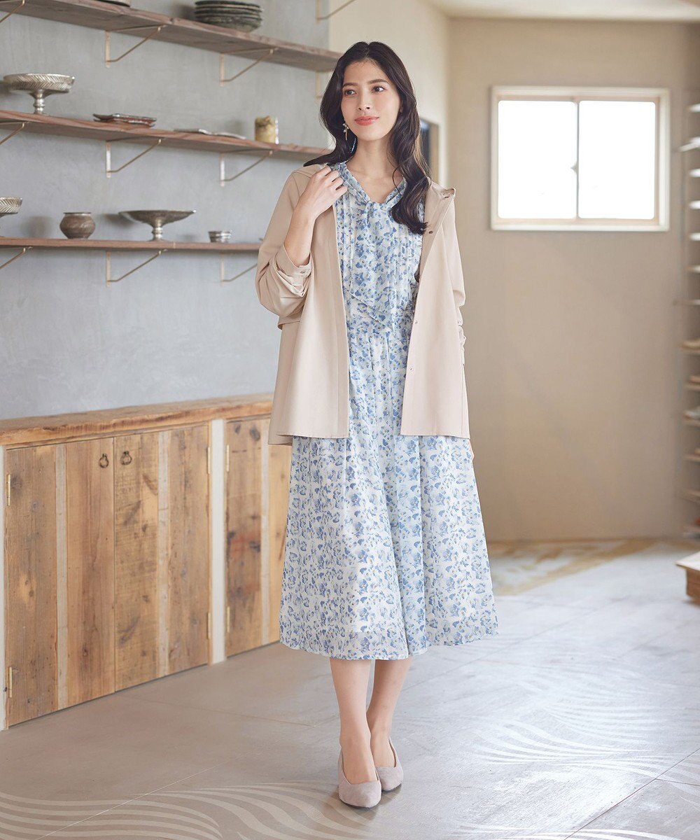 Tiaclasse 【洗える】プリントボウタイ柄ワンピース 