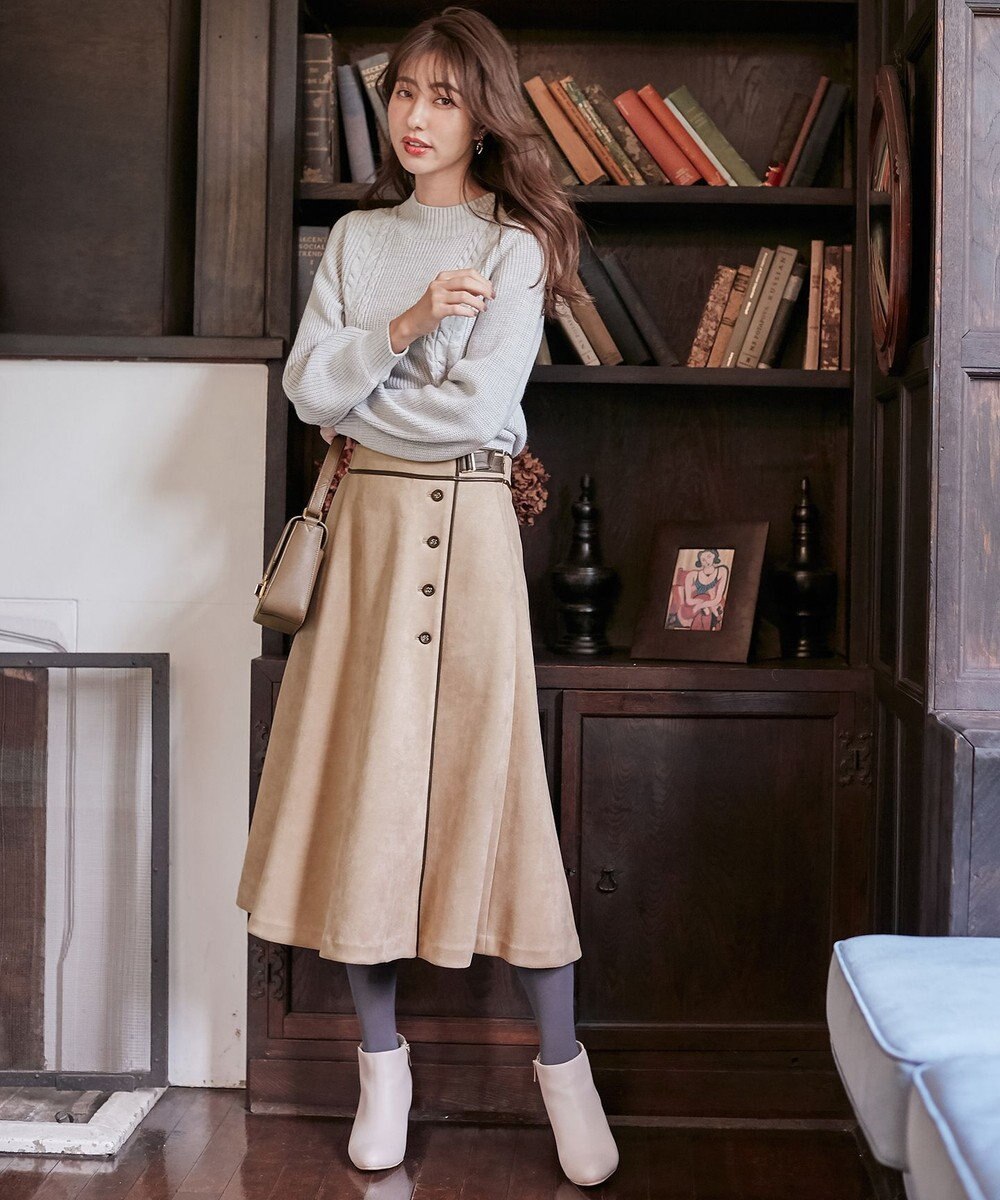 ANY SIS 【洗える】スフレケーブルパフスリーブ ニット 