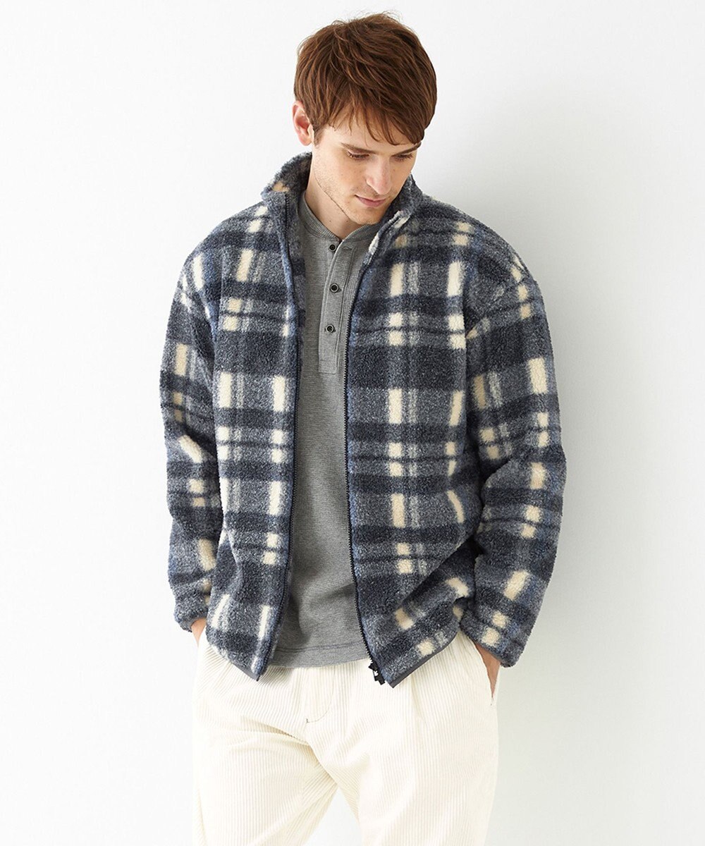 JOSEPH ABBOUD MOUNTAIN 【SPACE／UNISEX】ボアチェック ブルゾン 