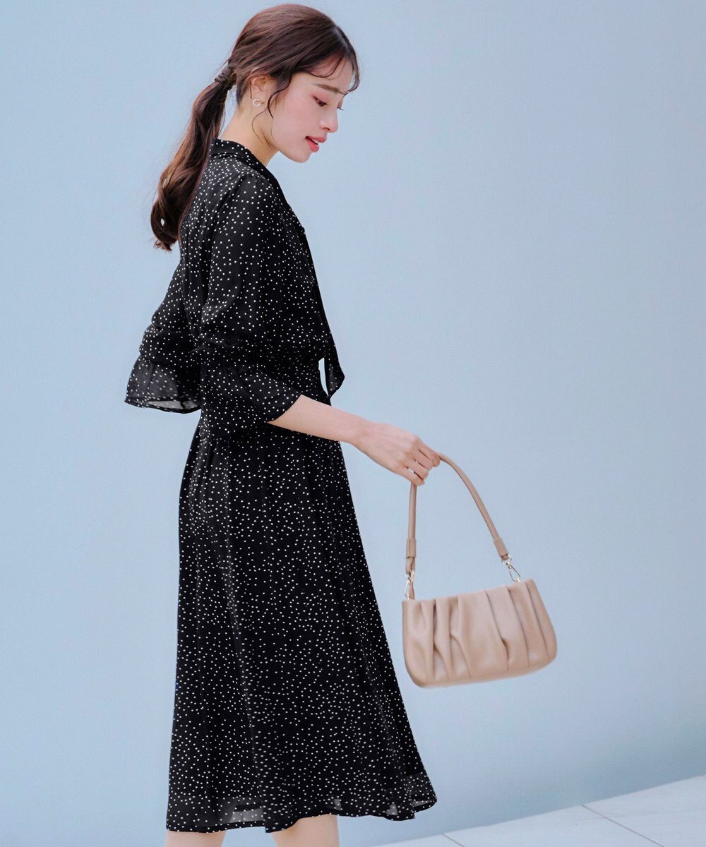 Tiaclasse 【洗える】プリントボウタイ柄ワンピース 