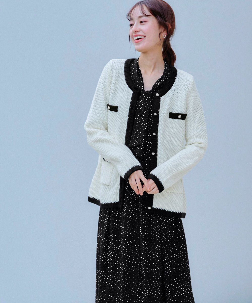 Tiaclasse 【洗える】プリントボウタイ柄ワンピース 