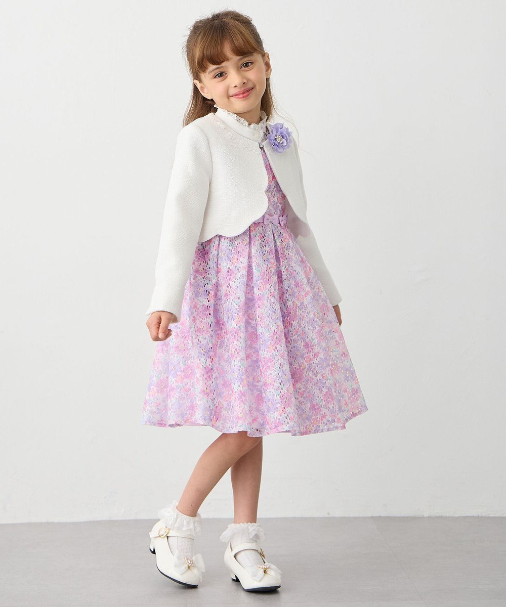 ANY KIDS フラワープリントレースワンピース 