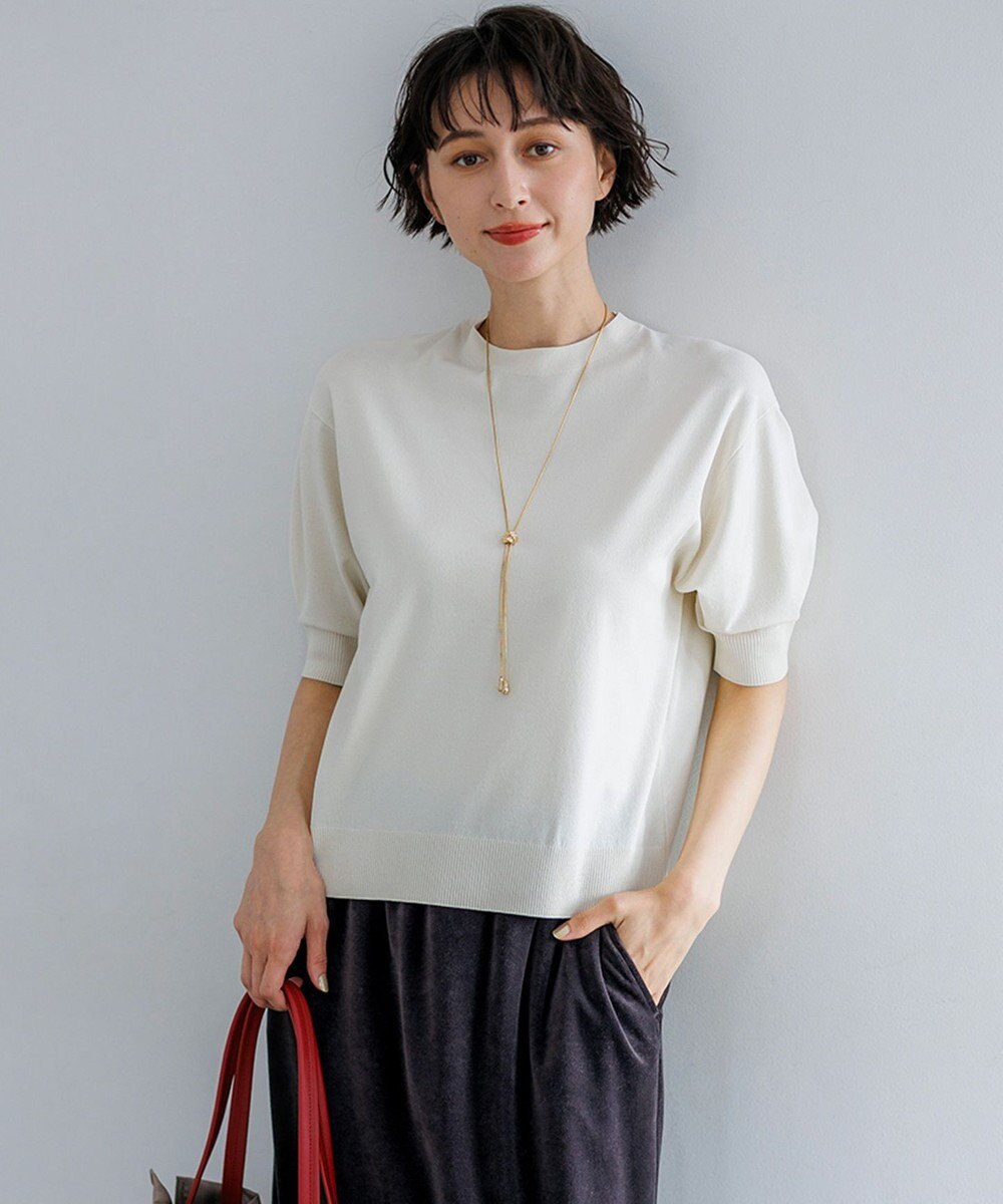 23区 【先行予約】セミマットフリゼ リラクシー ニット Tシャツ 
