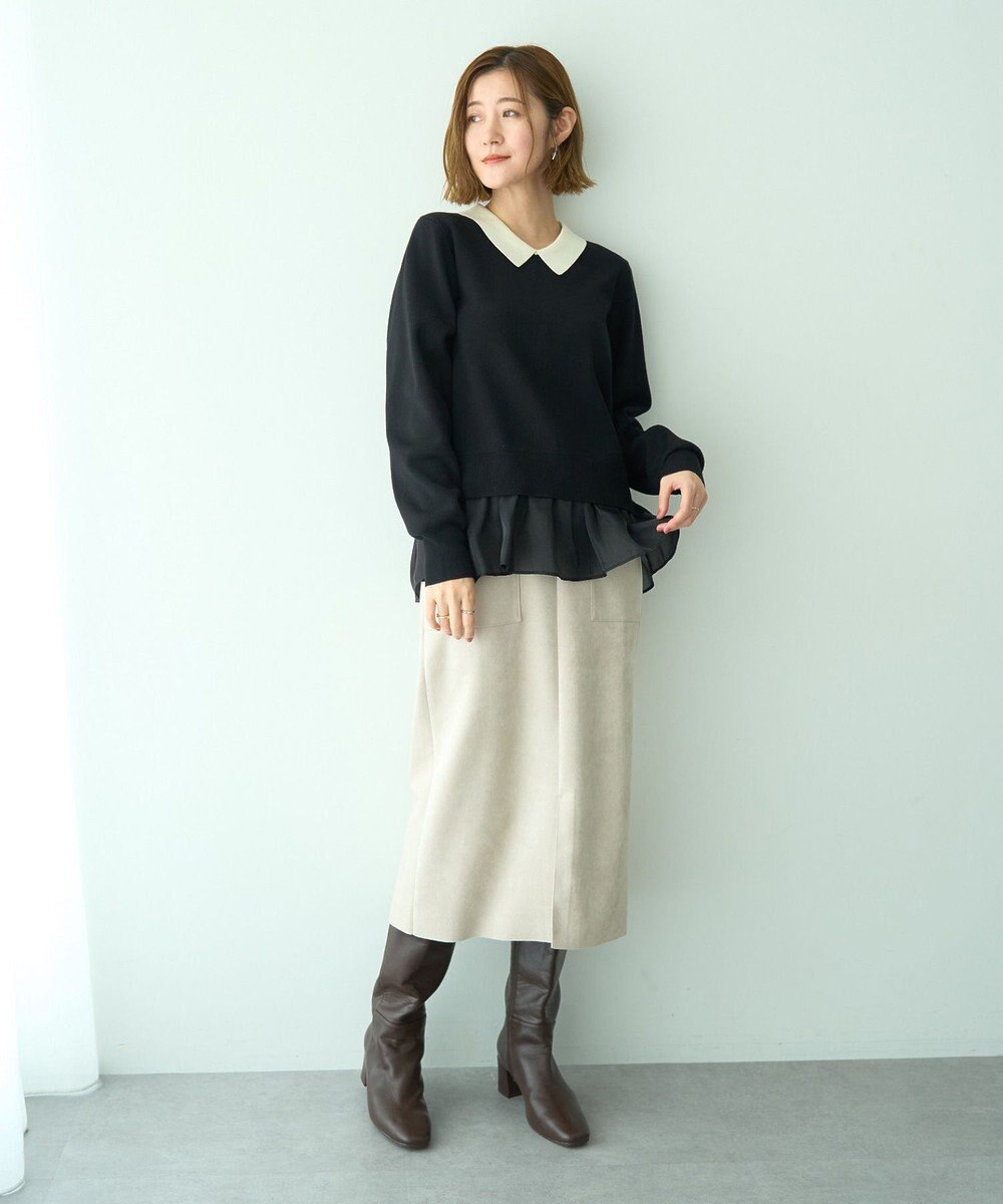 YECCA VECCA ハイウエストフェイクスエードスカート 