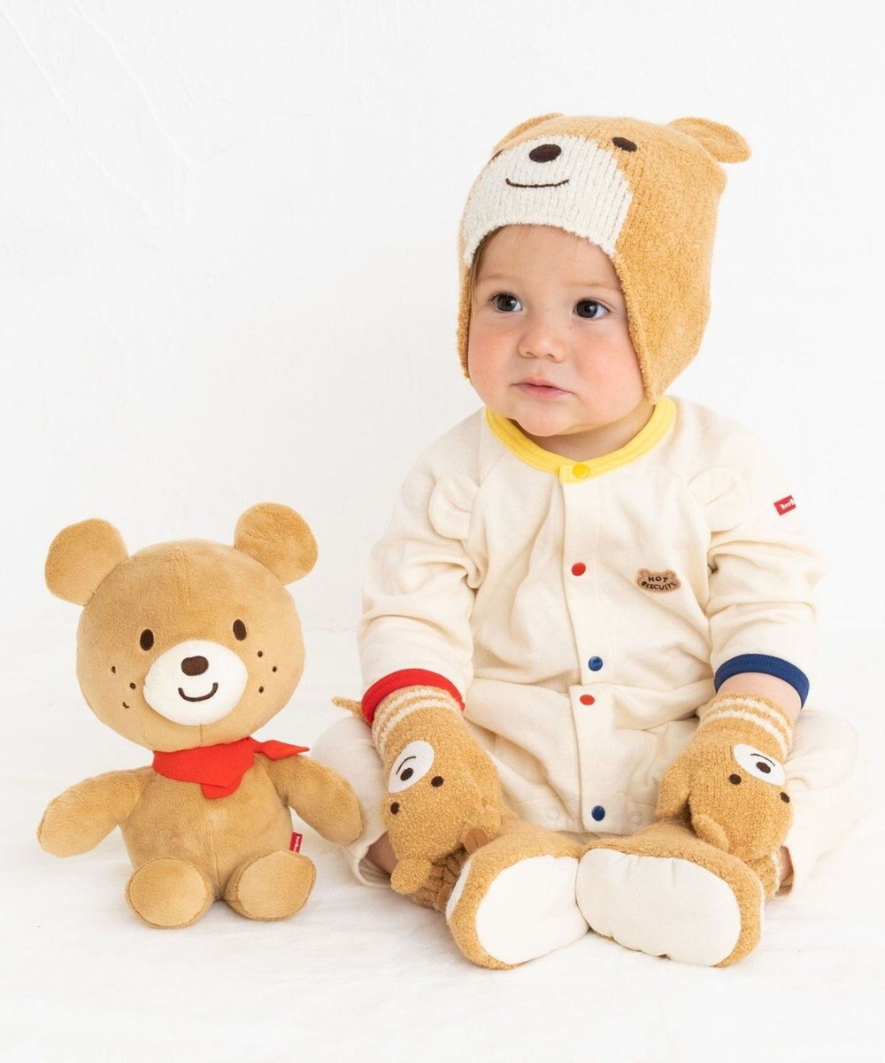 MIKI HOUSE HOT BISCUITS 【46-52cm】くまのお顔 マシュマロニットフード(帽子) 