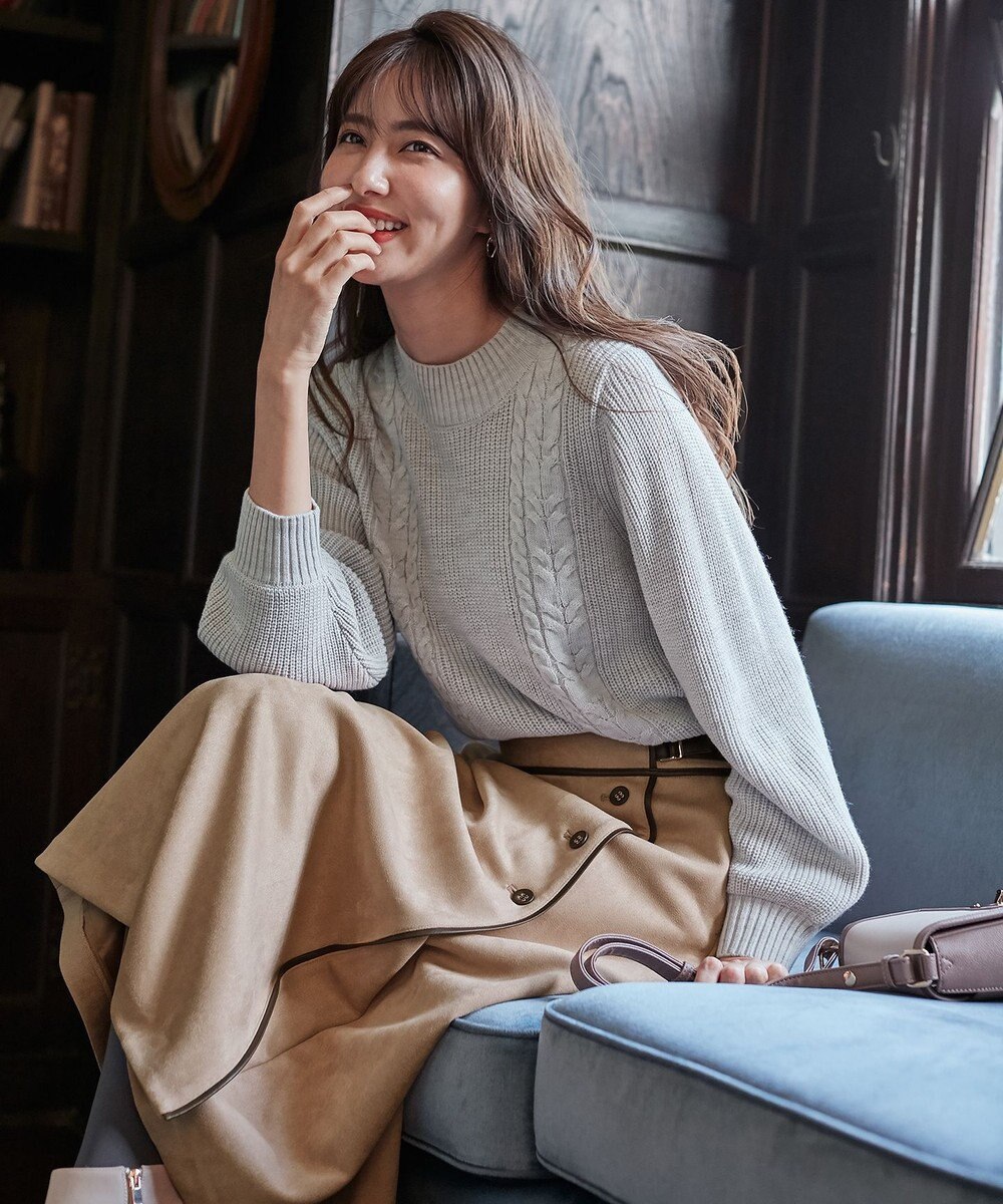 ANY SIS 【洗える】スフレケーブルパフスリーブ ニット 