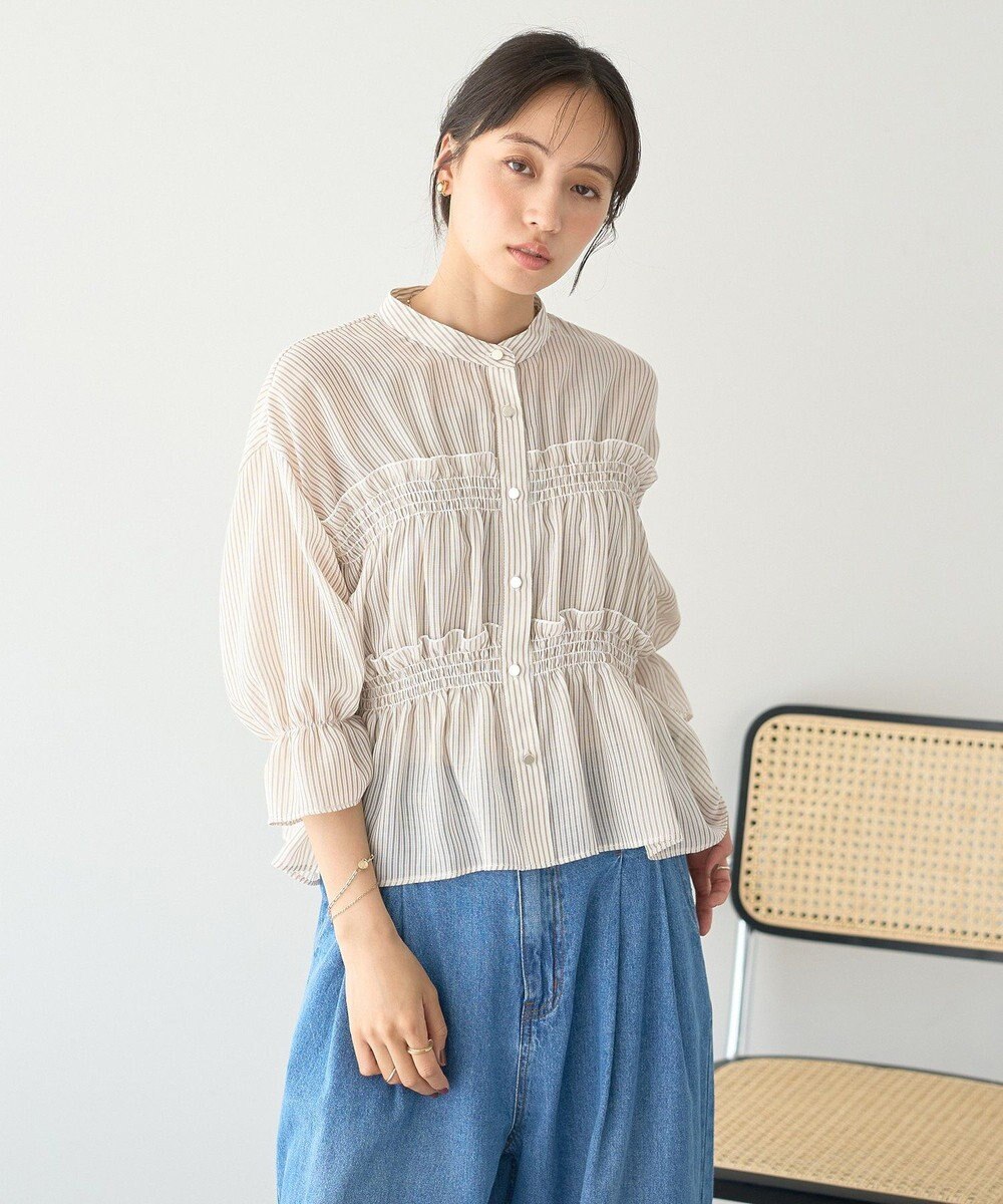 earth music&ecology シャーリングストライプシャツ 