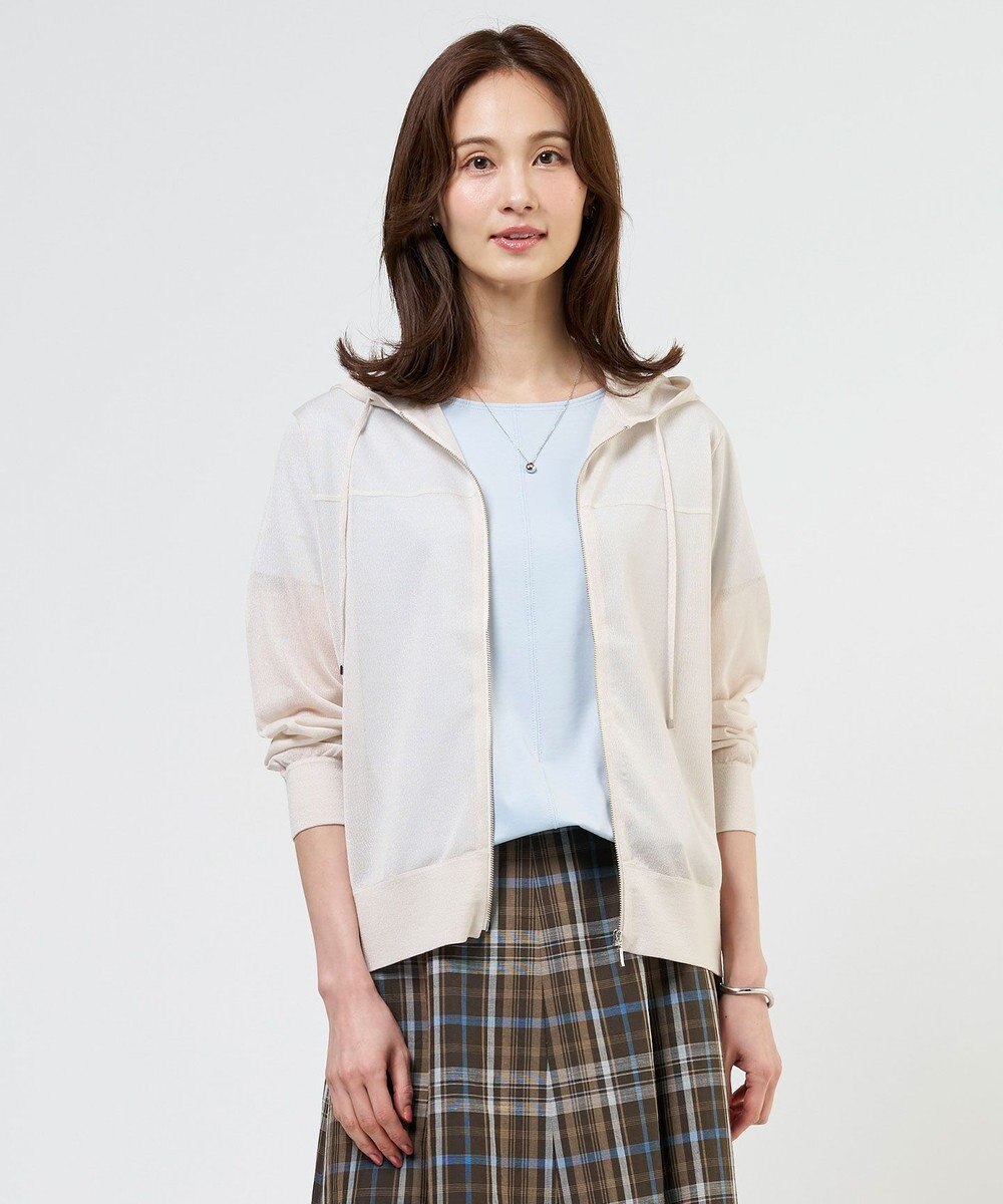 J.PRESS LADIES 【WEB限定カラーあり】SHEER LIGHT KNIT パーカー 