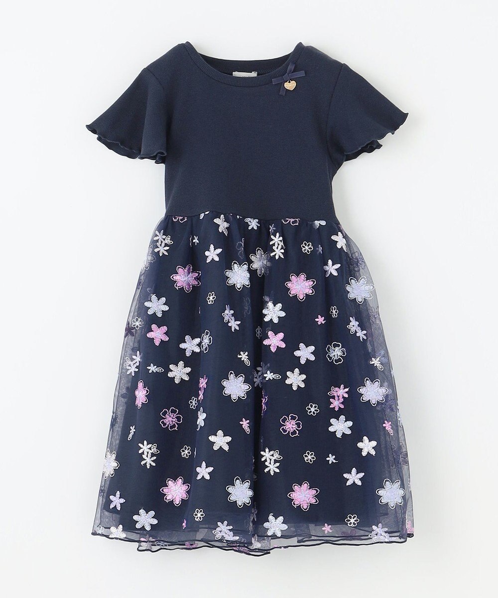 ANY KIDS 刺繍チュールワンピース 