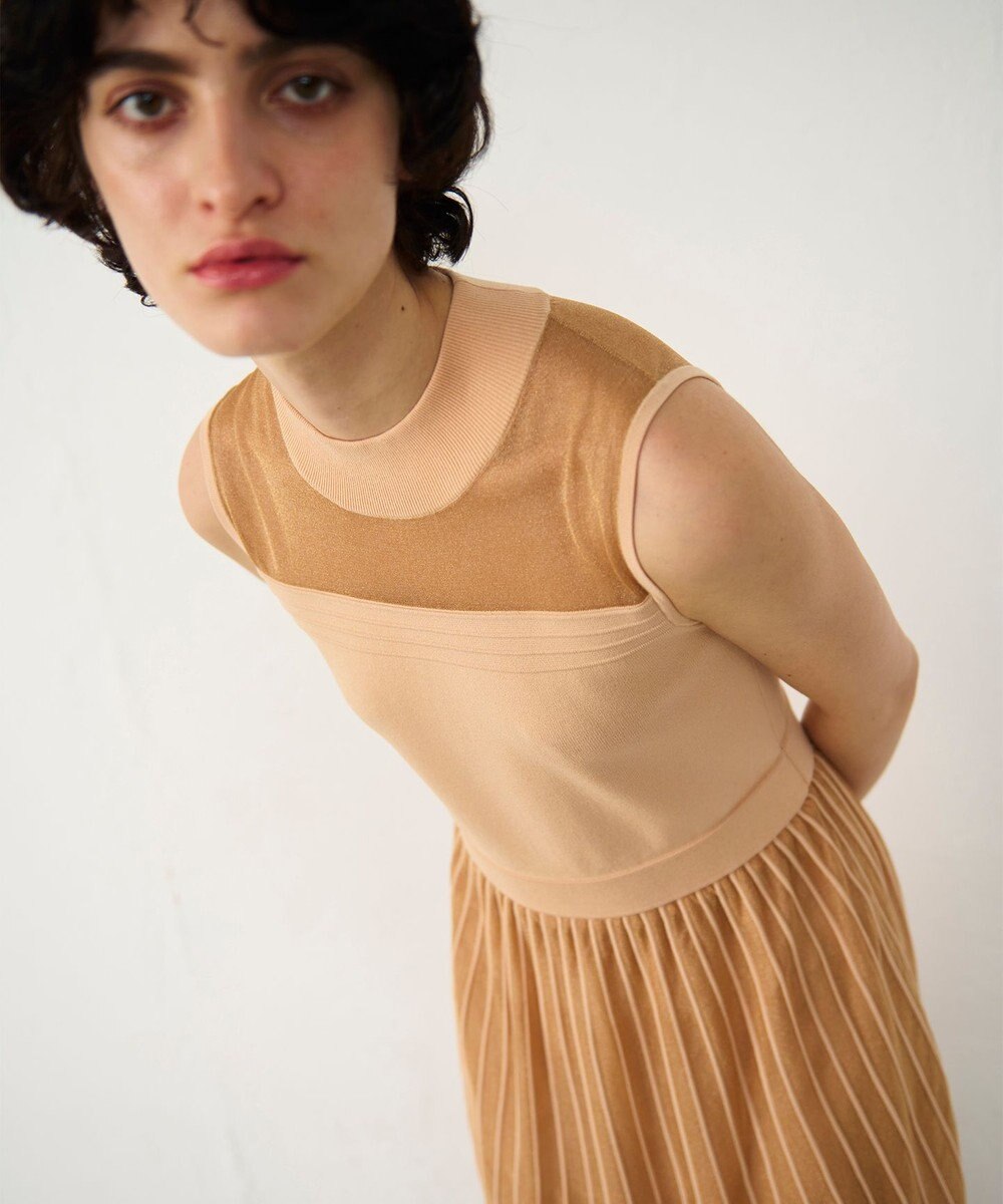 GRACE CONTINENTAL ラメシアープリーツニットワンピース 