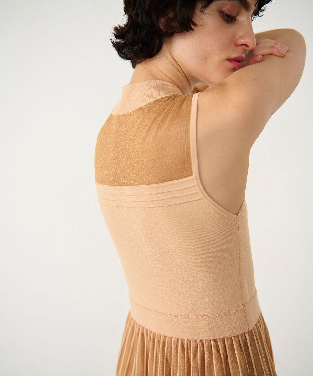 GRACE CONTINENTAL ラメシアープリーツニットワンピース 