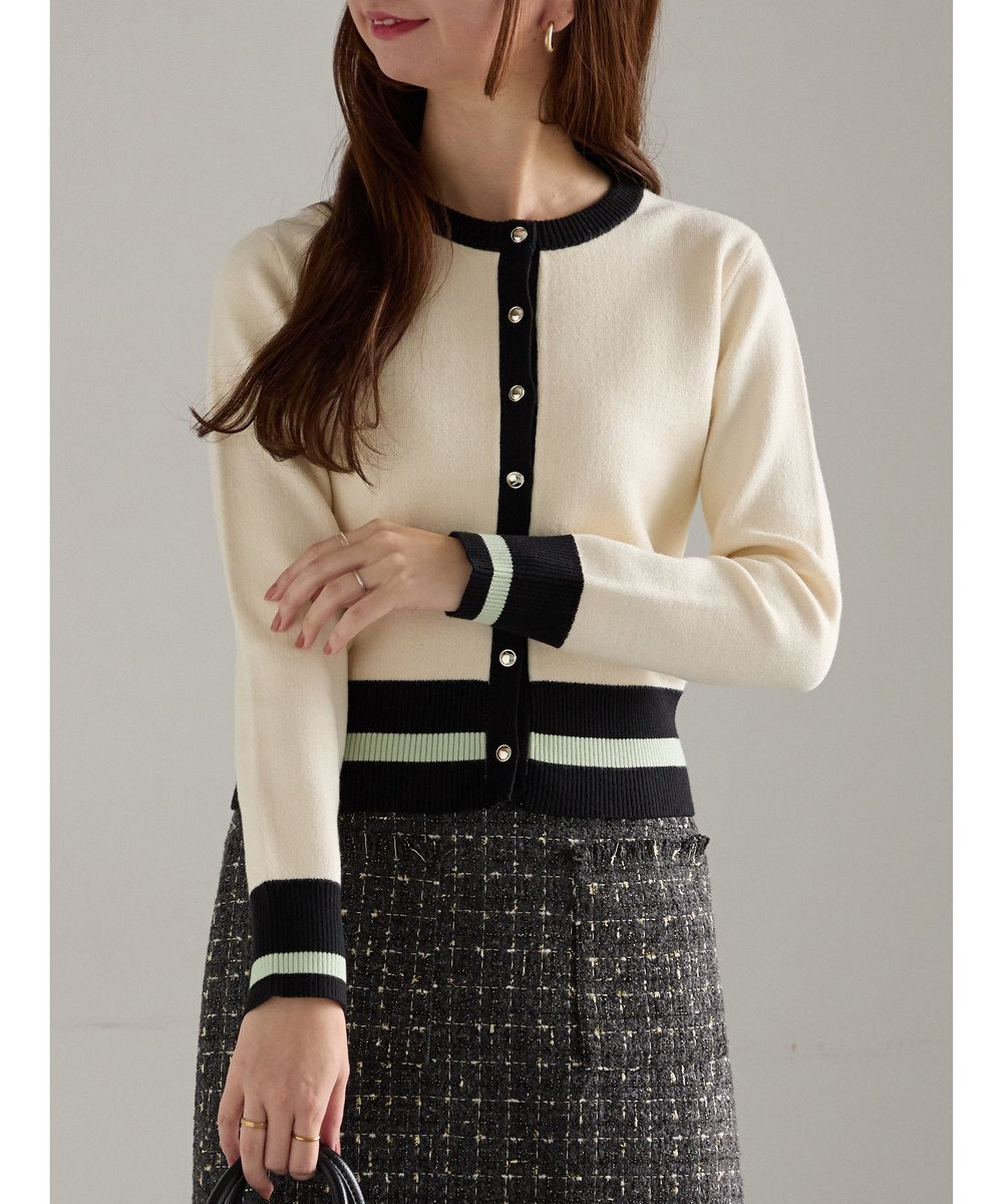 Te chichi バイカラークラシカルカーディガン 