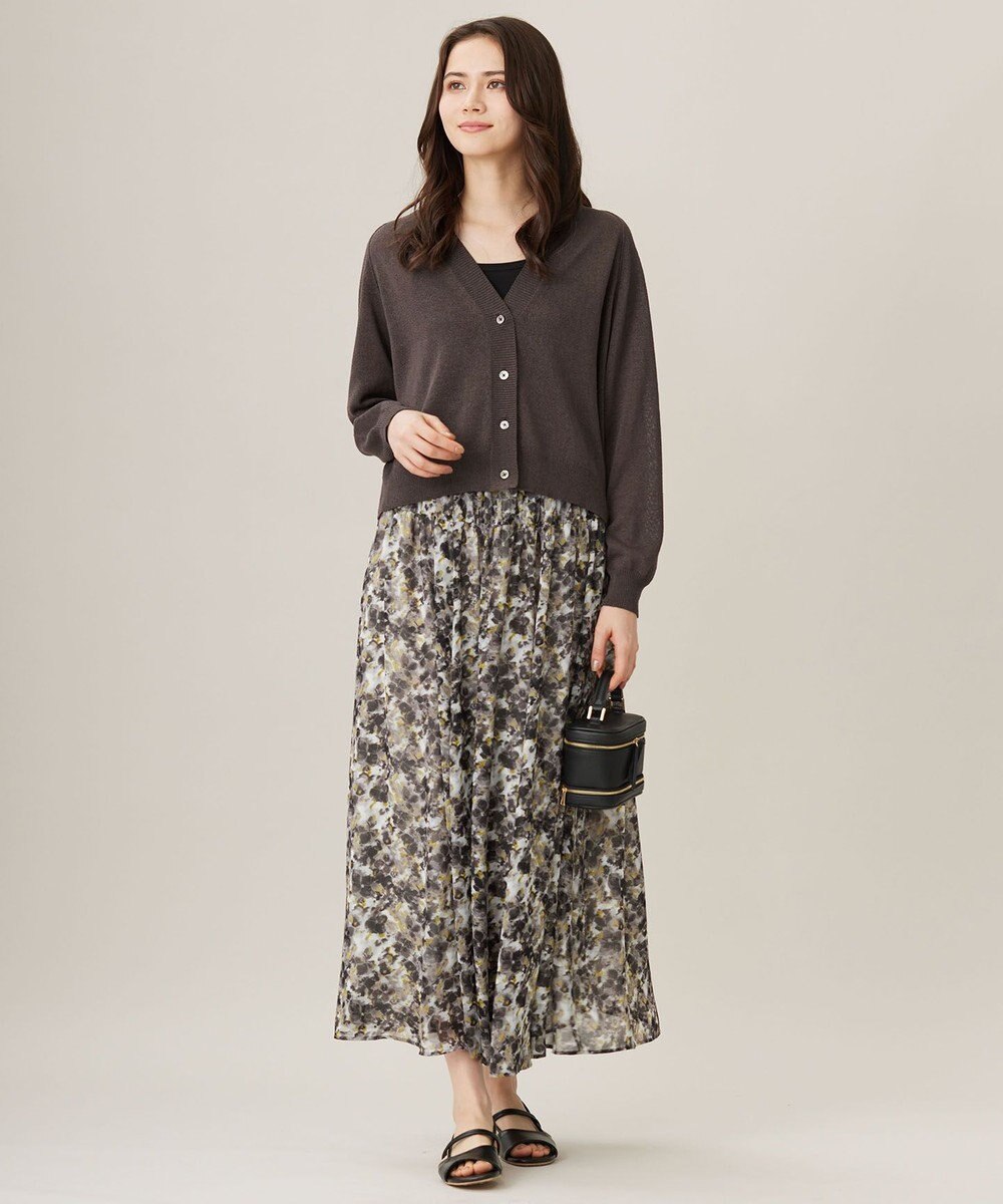 自由区 【ウエストゴム・洗える】オルタンシアフルールプリント スカート 