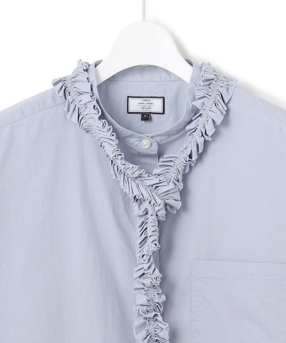 J.PRESS YORK STREET 【WOMEN】ワンウォッシュタイプライター フリルレイブラウス 