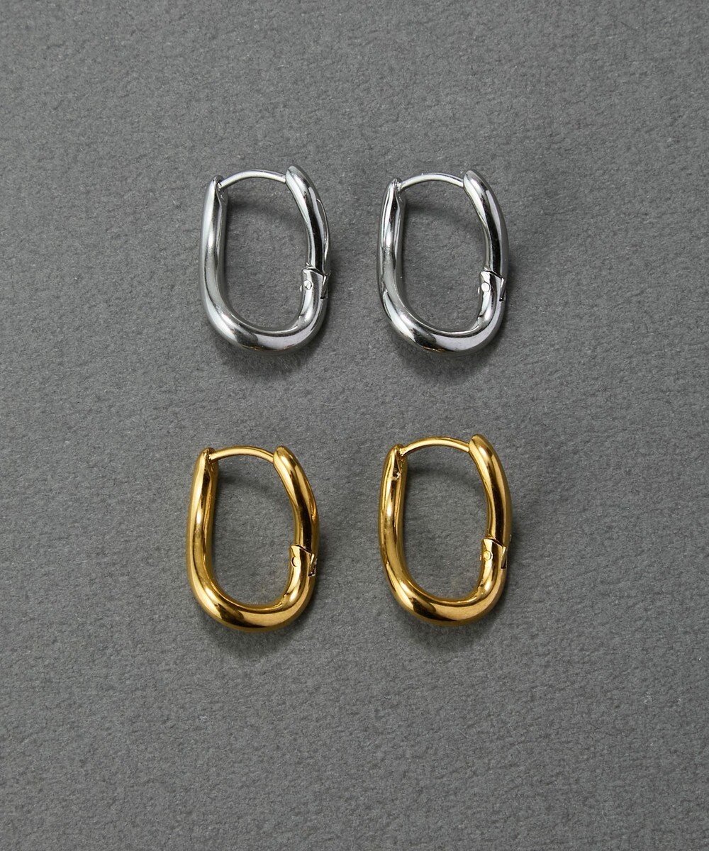 Phoebe 〈金属アレルギー対応〉デイリーニュアンスフープピアス　シルバー　ステンレス 