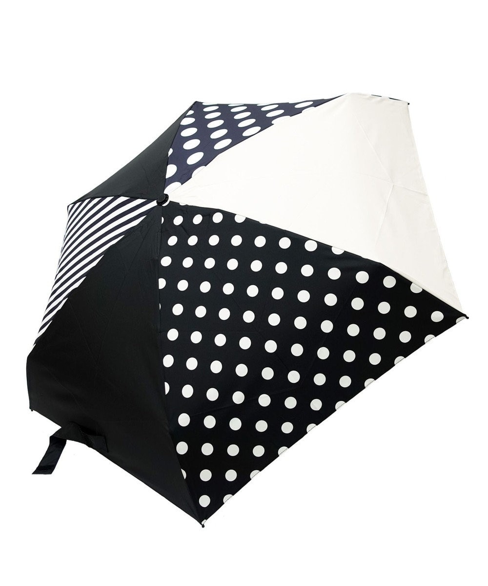 +RING プラスリング レディース向け 晴雨兼用 折傘 BLK/DOT T1335 