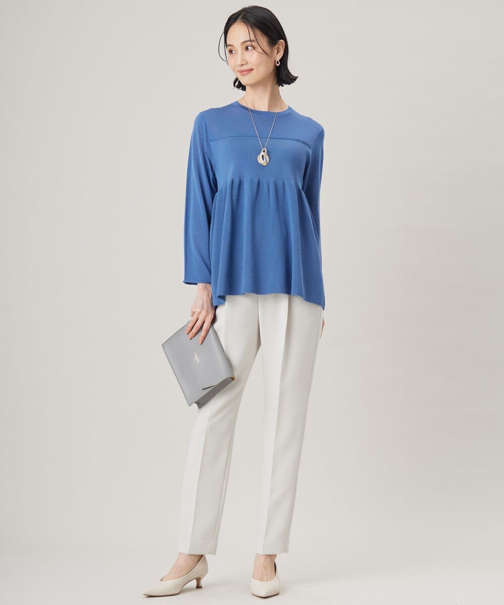 自由区 L 【洗える】ドライコットンハイゲージペプラム ニット 