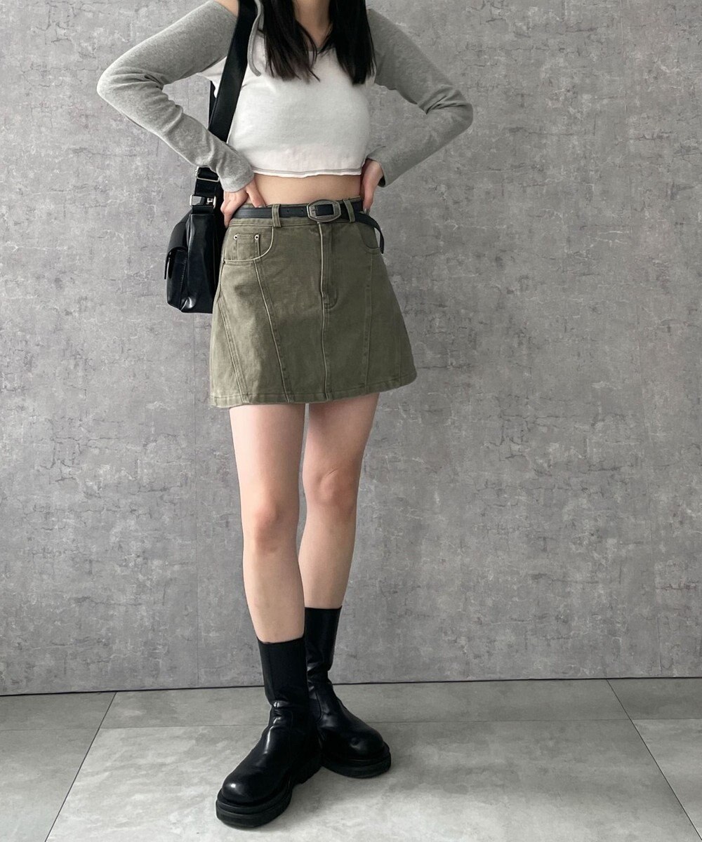 WEGO ベルトデニムスカート 