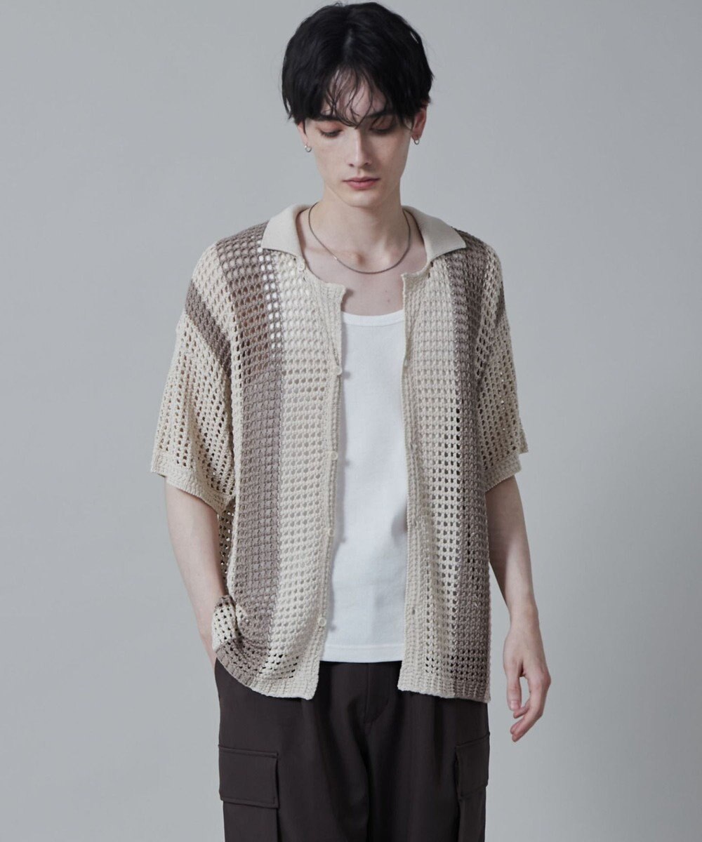 WEGO マルチストライプニットシャツ（S） 