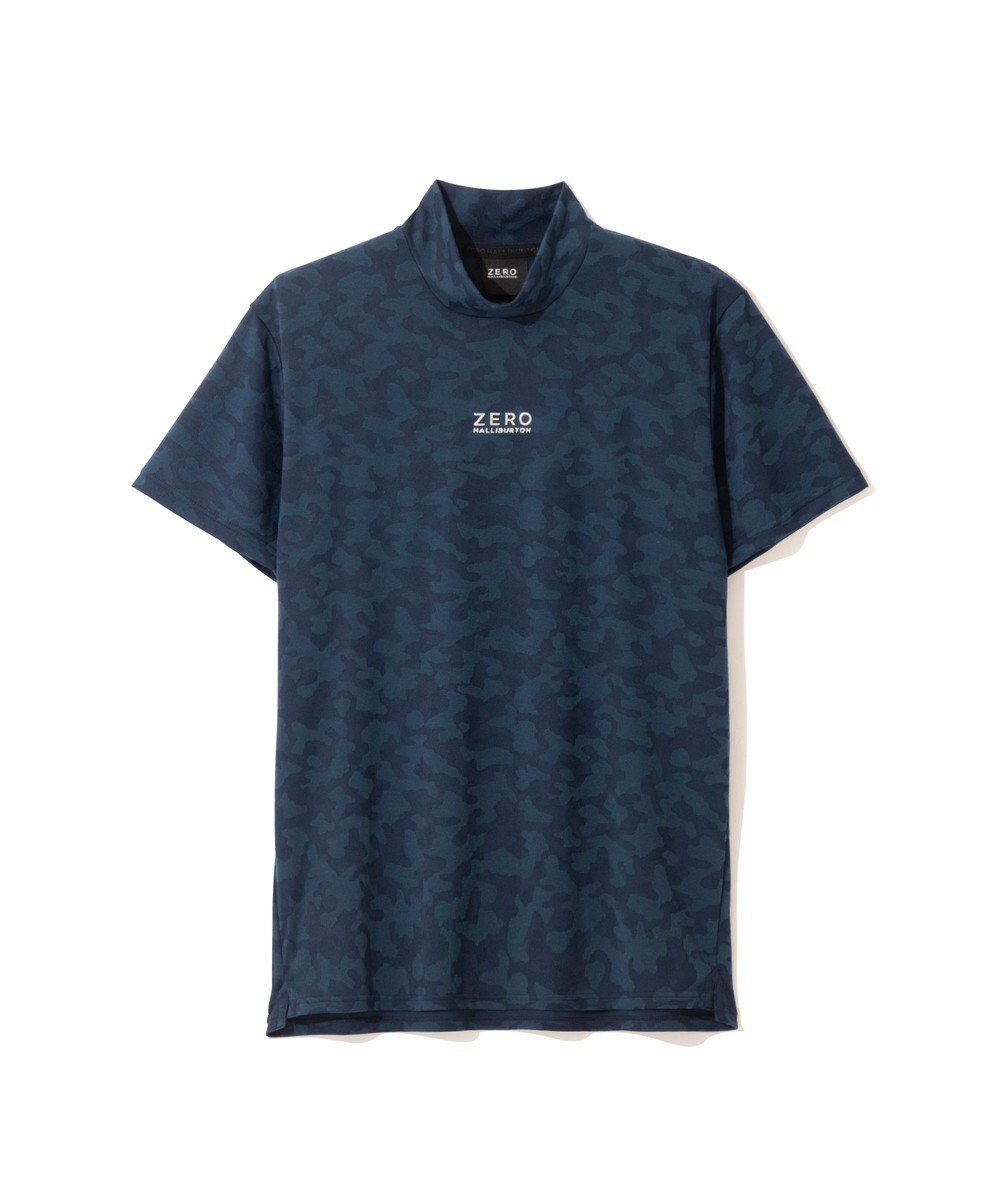 ZERO HALLIBURTON 【吸水速乾・UVカット】 カモフラージュ柄 ジャガード モックネックTシャツ 85127 