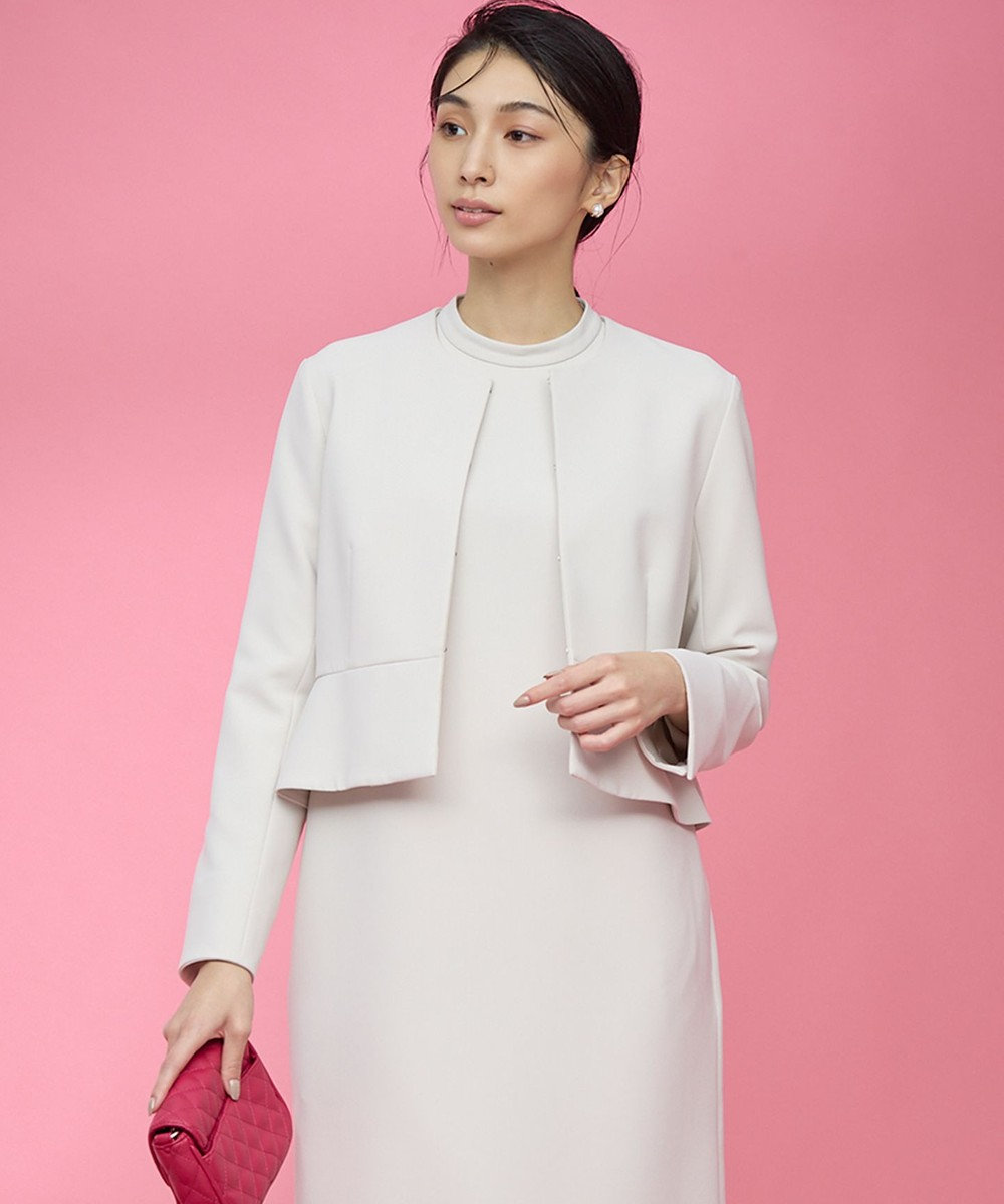 組曲 L 【WEB限定・KUMIKYOKU NAVY】コンフォータブルドレープ ノーカラージャケット 