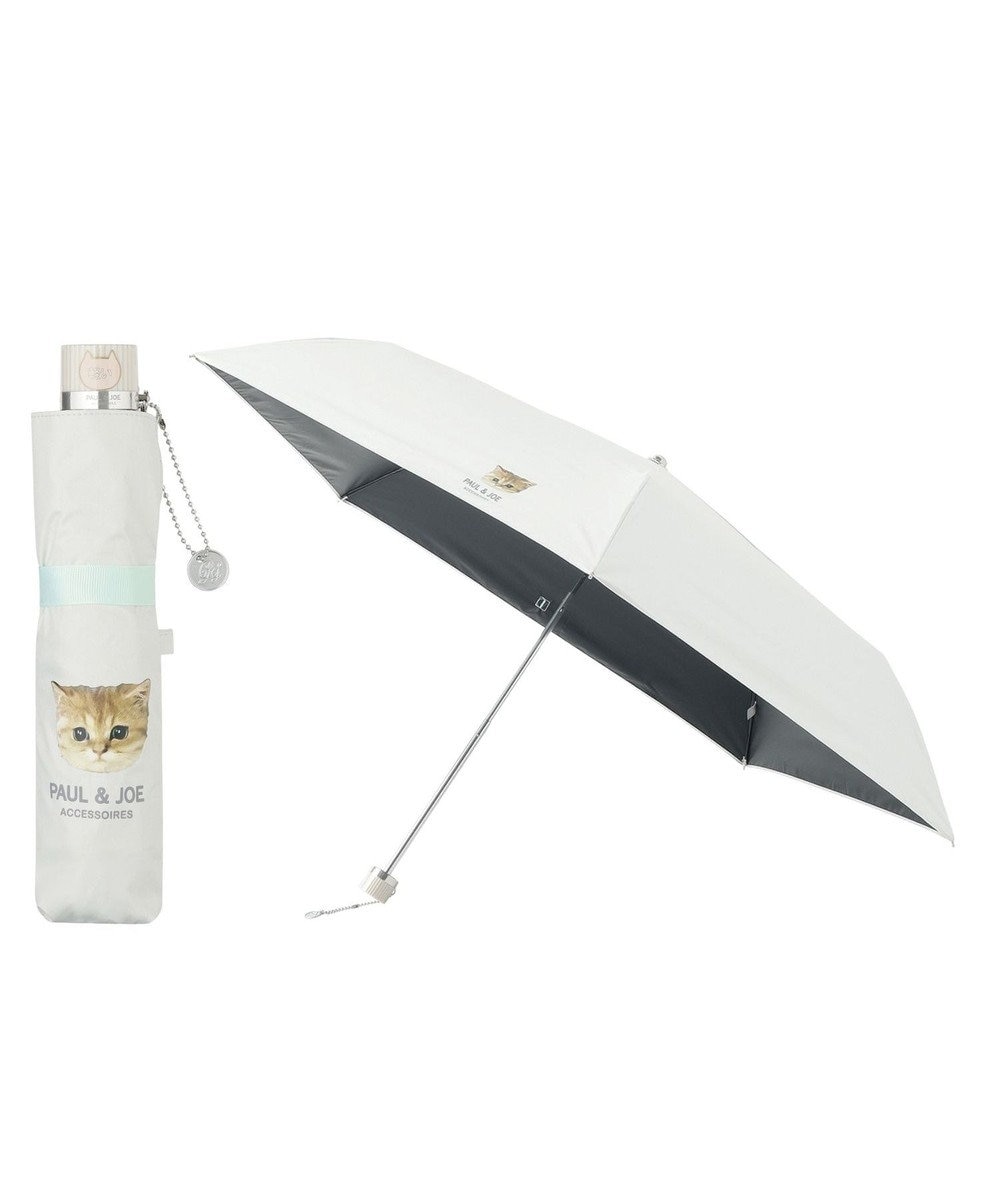MOONBAT 【軽量】PAUL & JOE 晴雨兼用日傘 折りたたみ傘 ワンポイントヌネット 一級遮光 遮熱 UV ホワイト