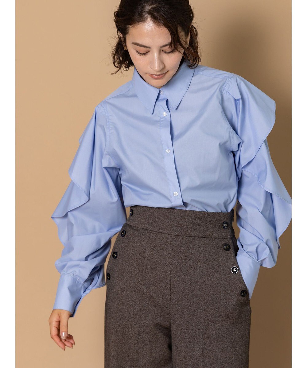 Te chichi 【泉 里香さん着用・Oggi.jp10/23掲載】ラッフルスリーブシャツ 