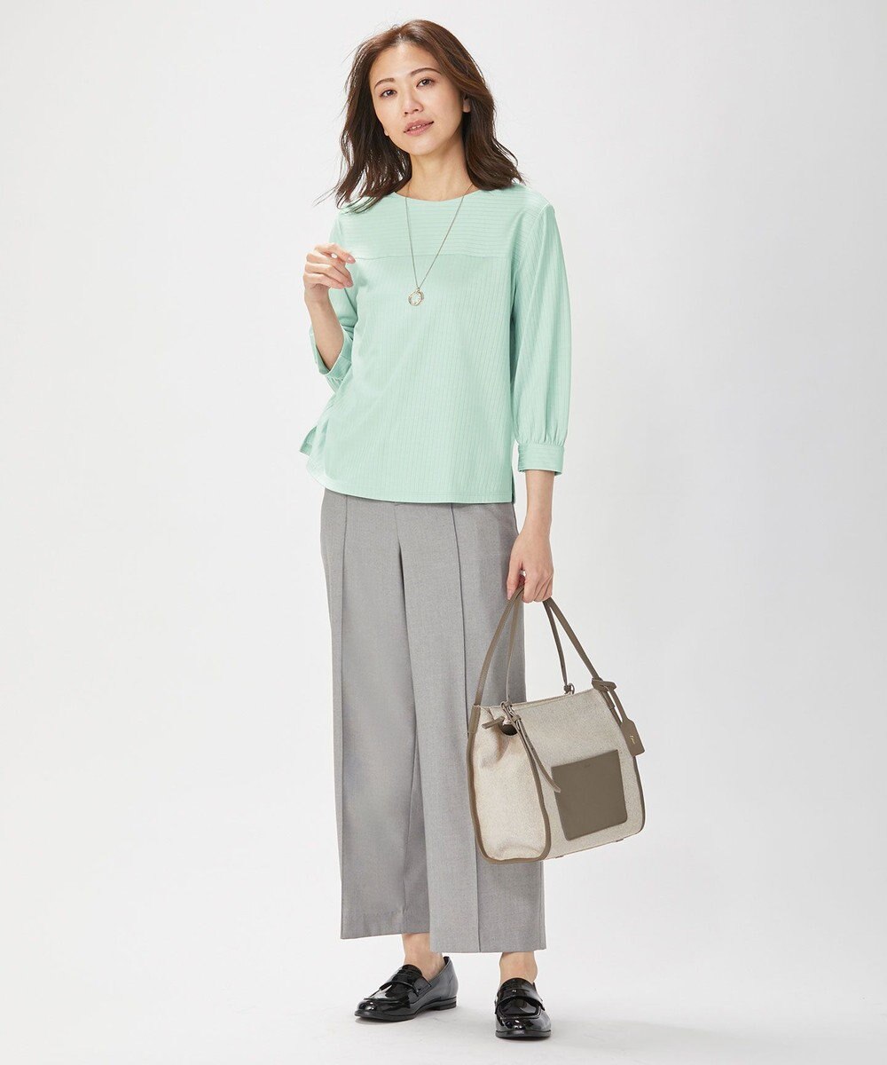 J.PRESS LADIES 【洗える】T/Rシャークスキン セミワイド パンツ 