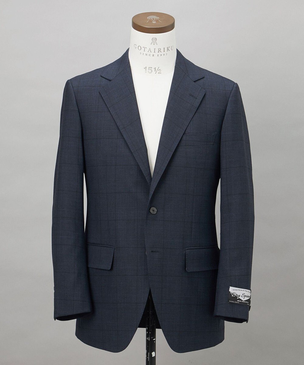 GOTAIRIKU シワになりにくい【御幸毛織/みゆきけおり】DRYSPINNER 平織スーツ_ネイビー格子 