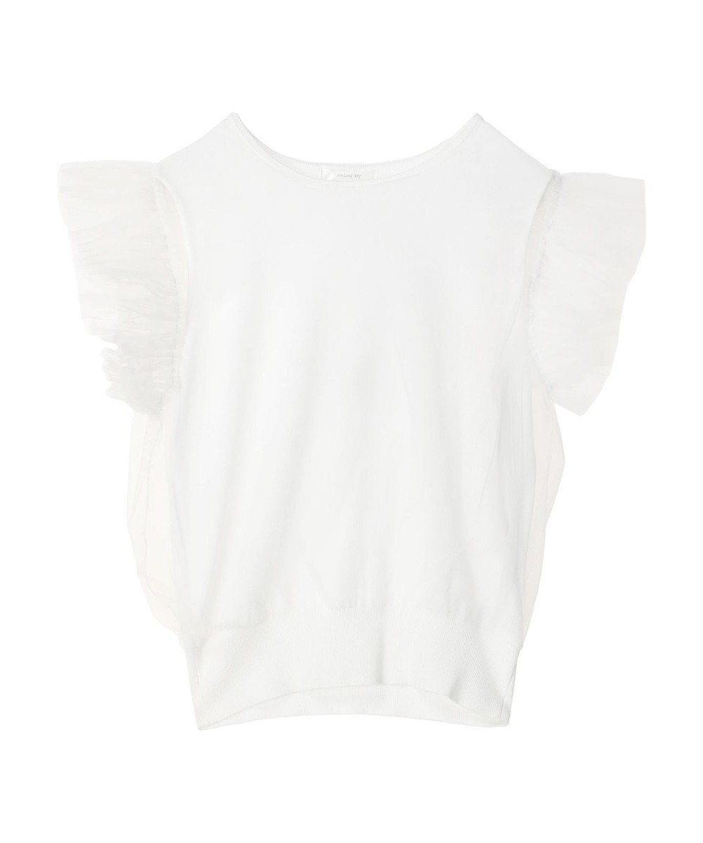 Green Parks ・swing by チュールレイヤーノースリーブニット 