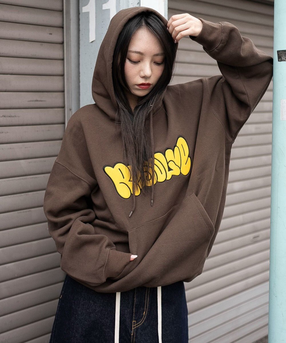 WEGO 【ユニセックス着用ITEM/SMLサイズ展開】グラフィックロゴプルパーカー 