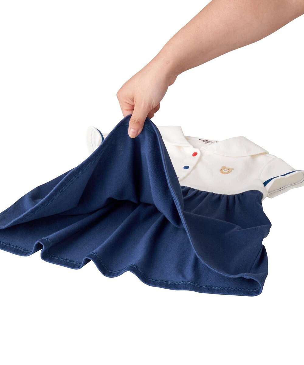 MIKI HOUSE HOT BISCUITS 【80-120cm】くま耳 セーラーカラー ワンピース 