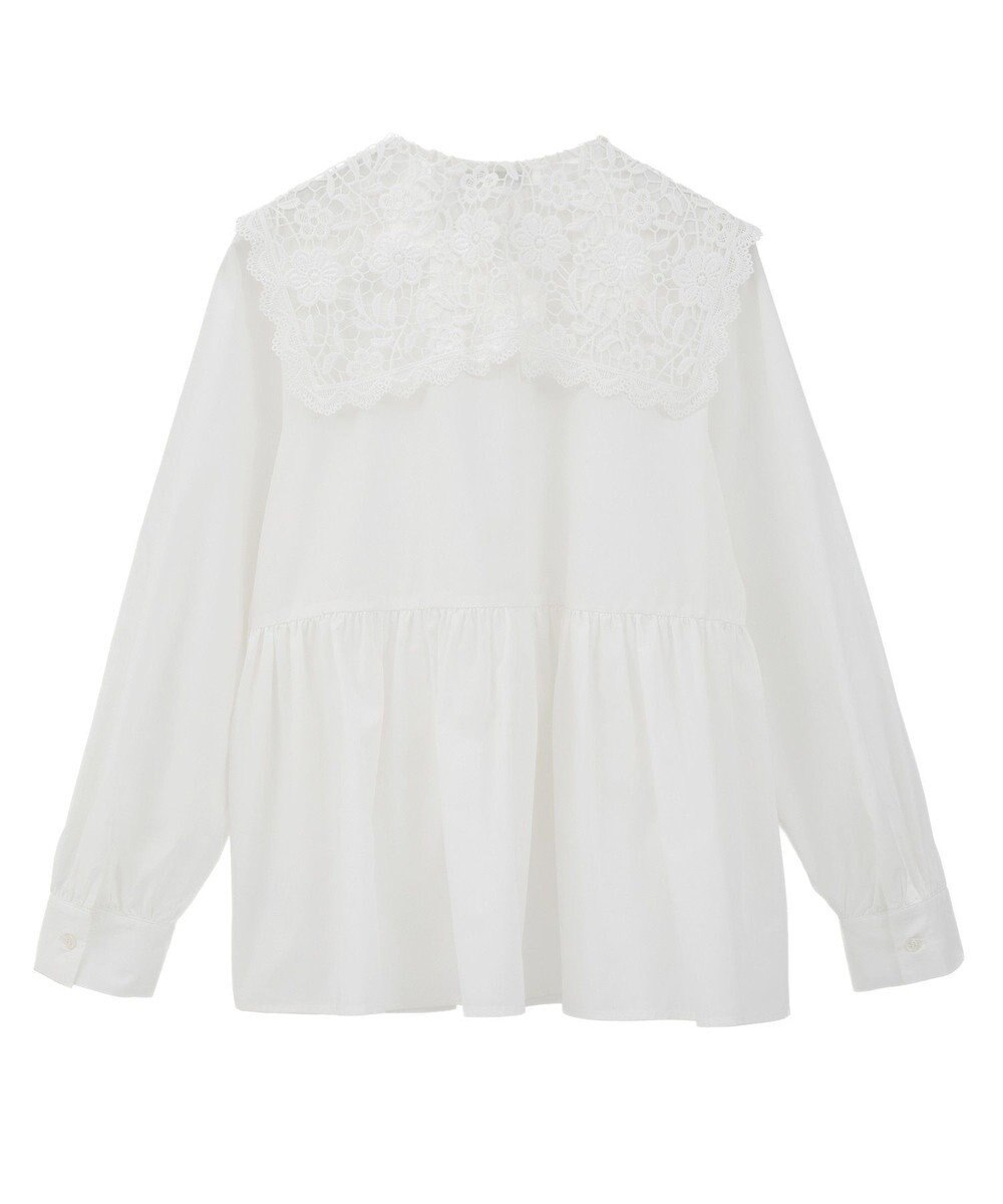 earth music&ecology 【コットン混】レース襟フレアヘムブラウス 