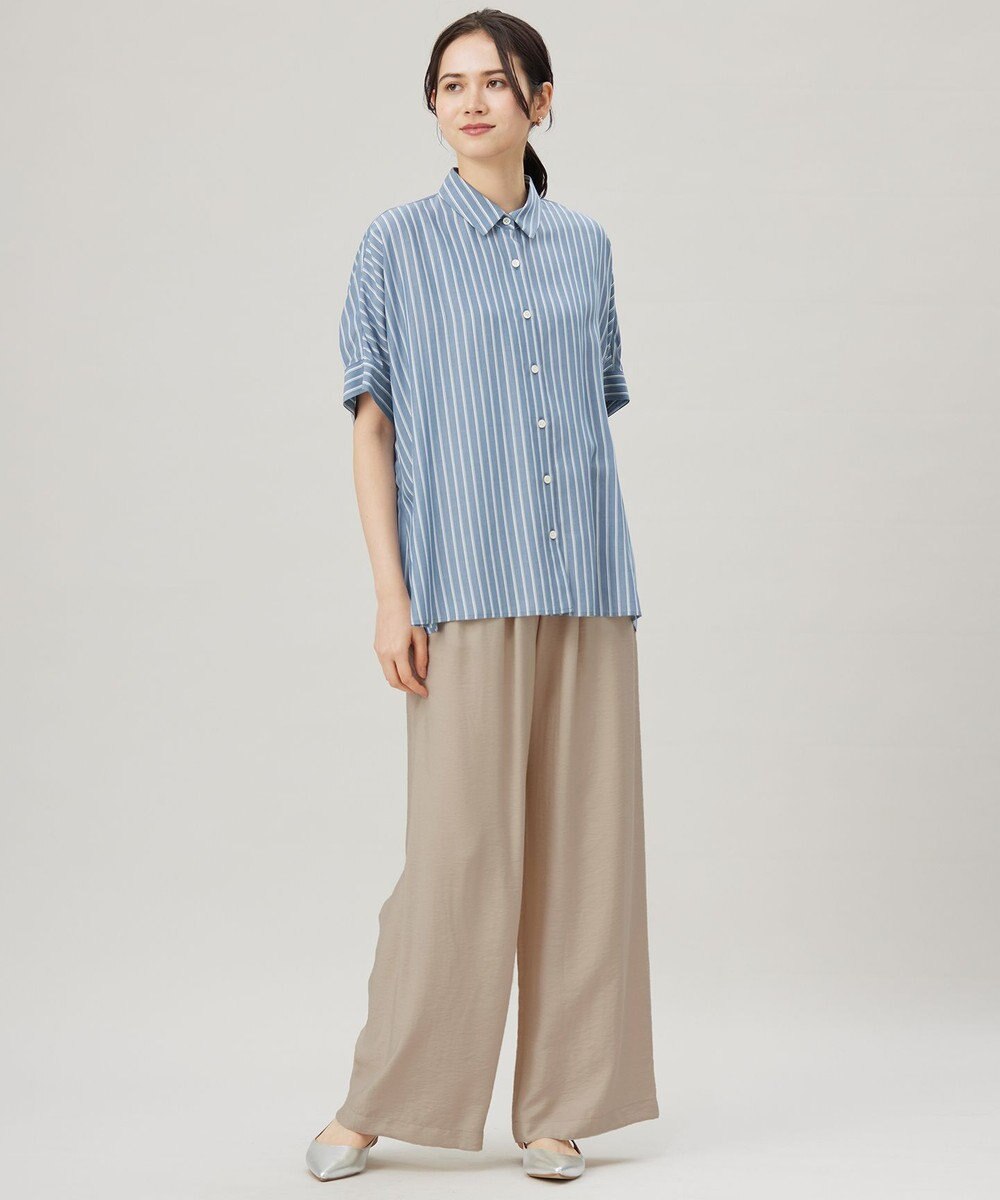 自由区 S 【接触冷感・UVケア・抗菌防臭・洗える】リヨセルポプリン ブラウス 