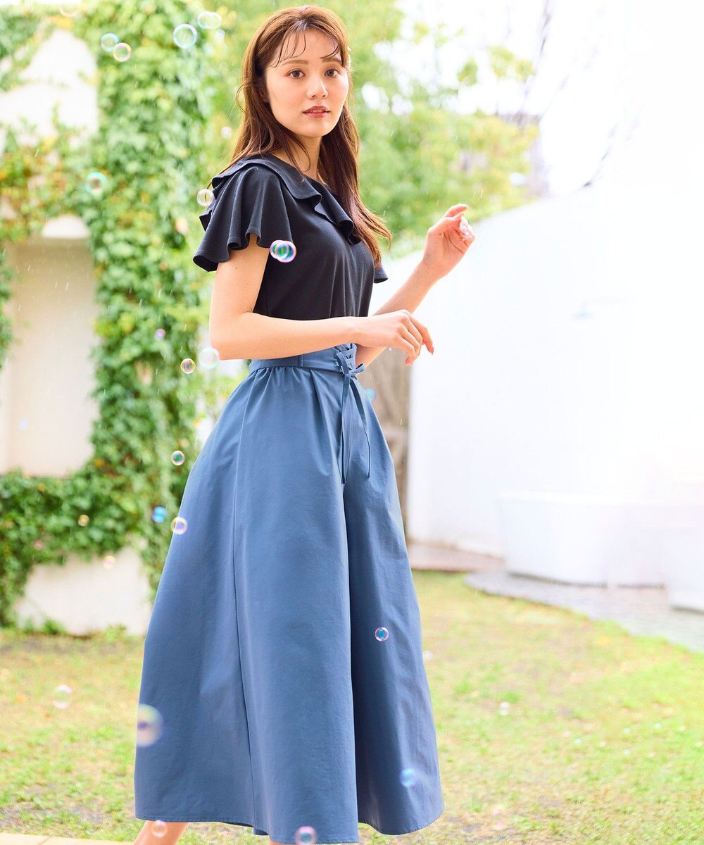 Feroux 【洗える・撥水】レースアップガウチョ 