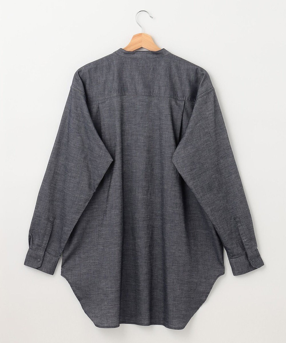 SHARE PARK MENS 【UVカット・撥水・ストレッチ】イージーデニムノーカラーシャツ 