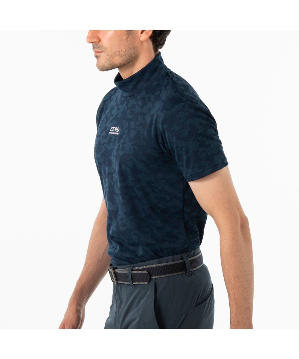 ZERO HALLIBURTON 【吸水速乾・UVカット】 カモフラージュ柄 ジャガード モックネックTシャツ 85127 