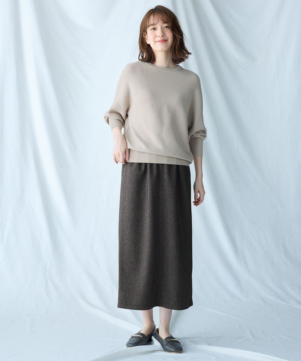 ANY L 【洗濯機可/6色展開】ラウンドネックガーターニット 