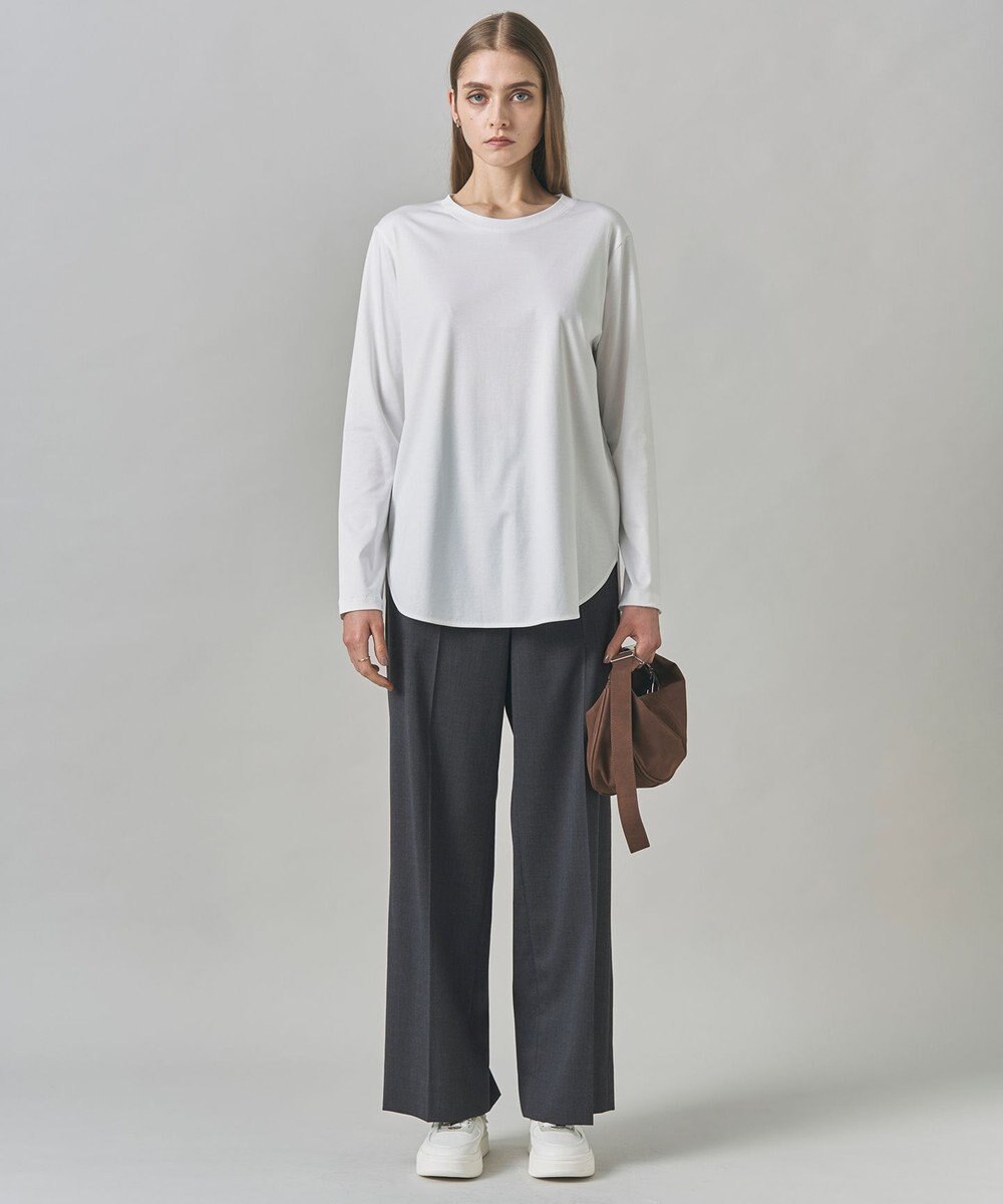 ICB 【洗える】T/Wブロード ワイドストレートパンツ 